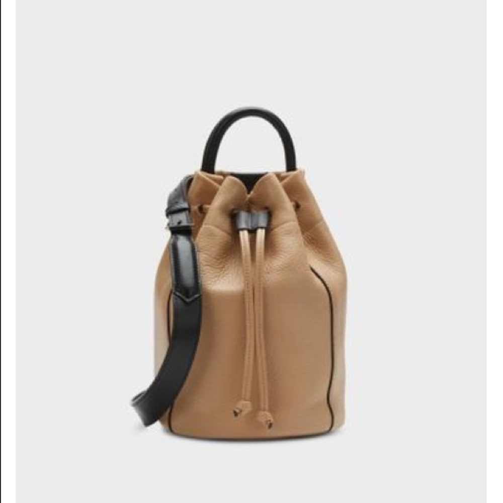 DKNY Leather Small Convertible Sling Bucket Bag
